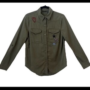 Marciano Size S Military Green Button Up Shirt (0599)